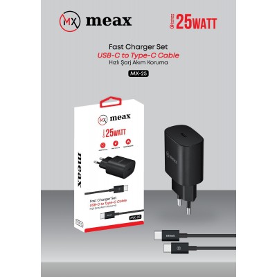 25 watt meax hızlı şarj kablosu typ-c 